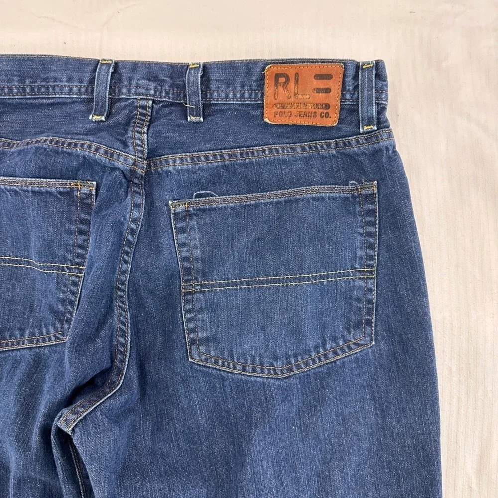Vintage Y2K Polo Jeans Co RL Mens Brixton Loose Fit Straight Leg Jeans 34 Denim‎